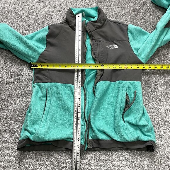 The North Face Denali Jacket Womens Medium Green Gray Full Zip Fleece Hiking - Picture 1 of 13